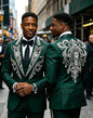 Handsome Rhinestone Diamond Wedding Suits For Men 2 Pieces Groom Male Blazers Customized Slim Fit men's suits and separates