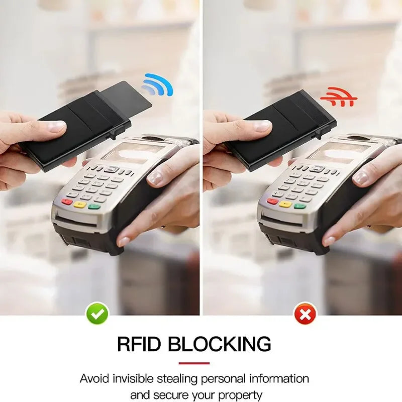 Rfid Etui Na Karty Kredytowe Mężczyźni Cienkie Smukłe Minimalistyczne Portfele Luksusowe Metalowe Etui Na Karty Bankowe Dla Mężczyzn Carteras