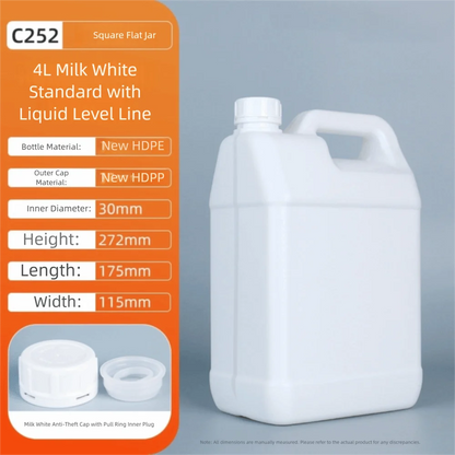 1/2/3/4/5/6/10L Plastic Airtight Bottle with Lid Food Grade HDPE Bucket Sealed Large-Capacity Oil Jerrican Gel Shampoo