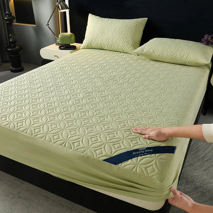 Ultrasonic Quilted Waterproof Antibacterial Mattress Protector Breathable Ultra Soft Noise Free 30CM Deep Pocket Fitted Sheet