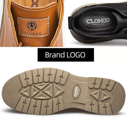 CLOHOO Handmade Men's Business Casual Shoes Comfortable Classic Lace-Up Work Shoes Fashionable Wedding Men's Footwear