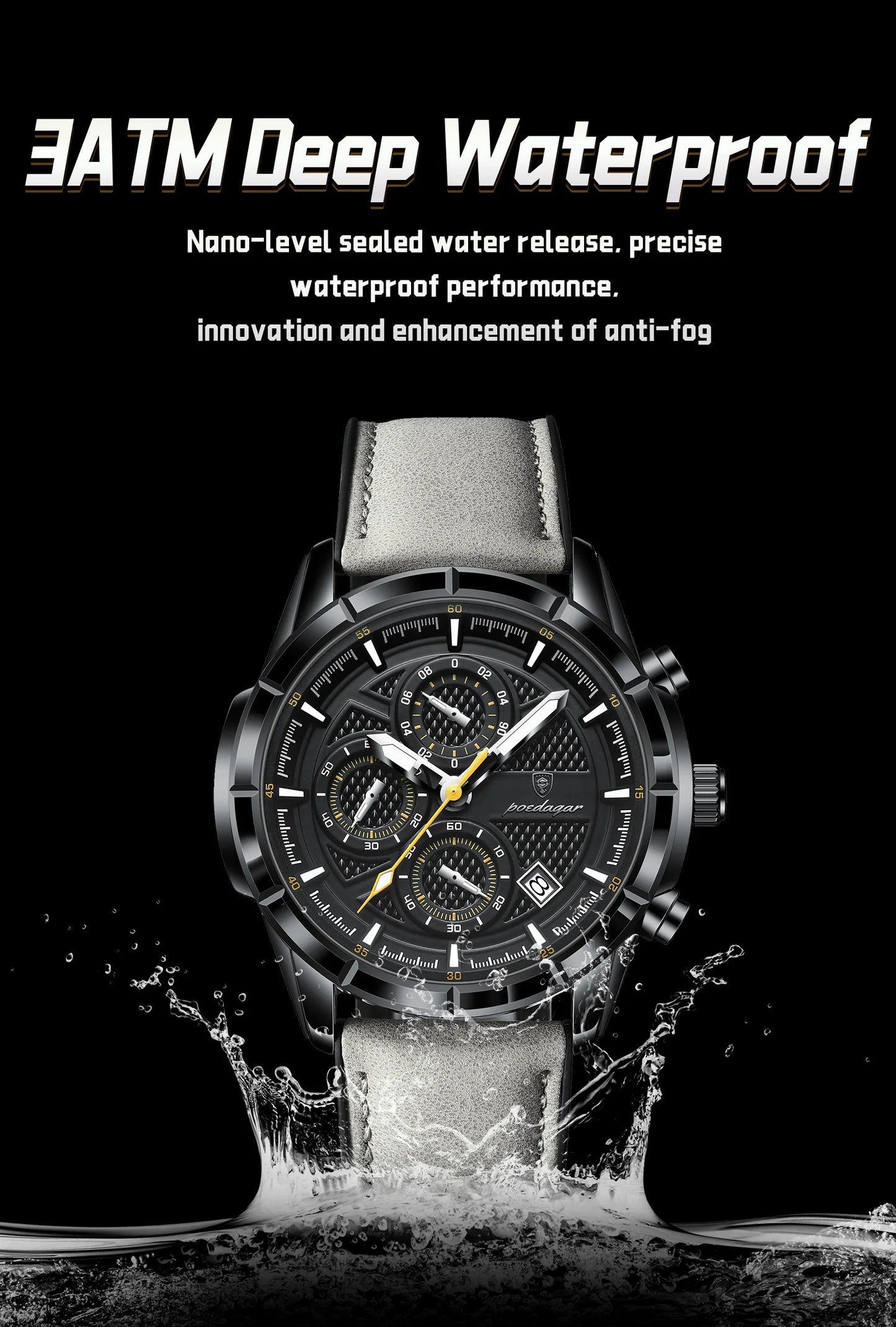 POEDAGAR Vintage Couple Wristwatch Quartz Leather Men's Watches Date Chronograph Waterproof Luminous Man Watch Gift For Husband
