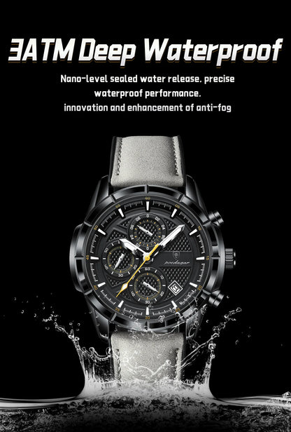 POEDAGAR Vintage Couple Wristwatch Quartz Leather Men's Watches Date Chronograph Waterproof Luminous Man Watch Gift For Husband