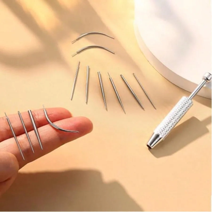Stainless Steel Flat Back Earrings Applicator Tool Threadless Insertion Pin Thread Body Piercing Kit For Ear Nose Lip