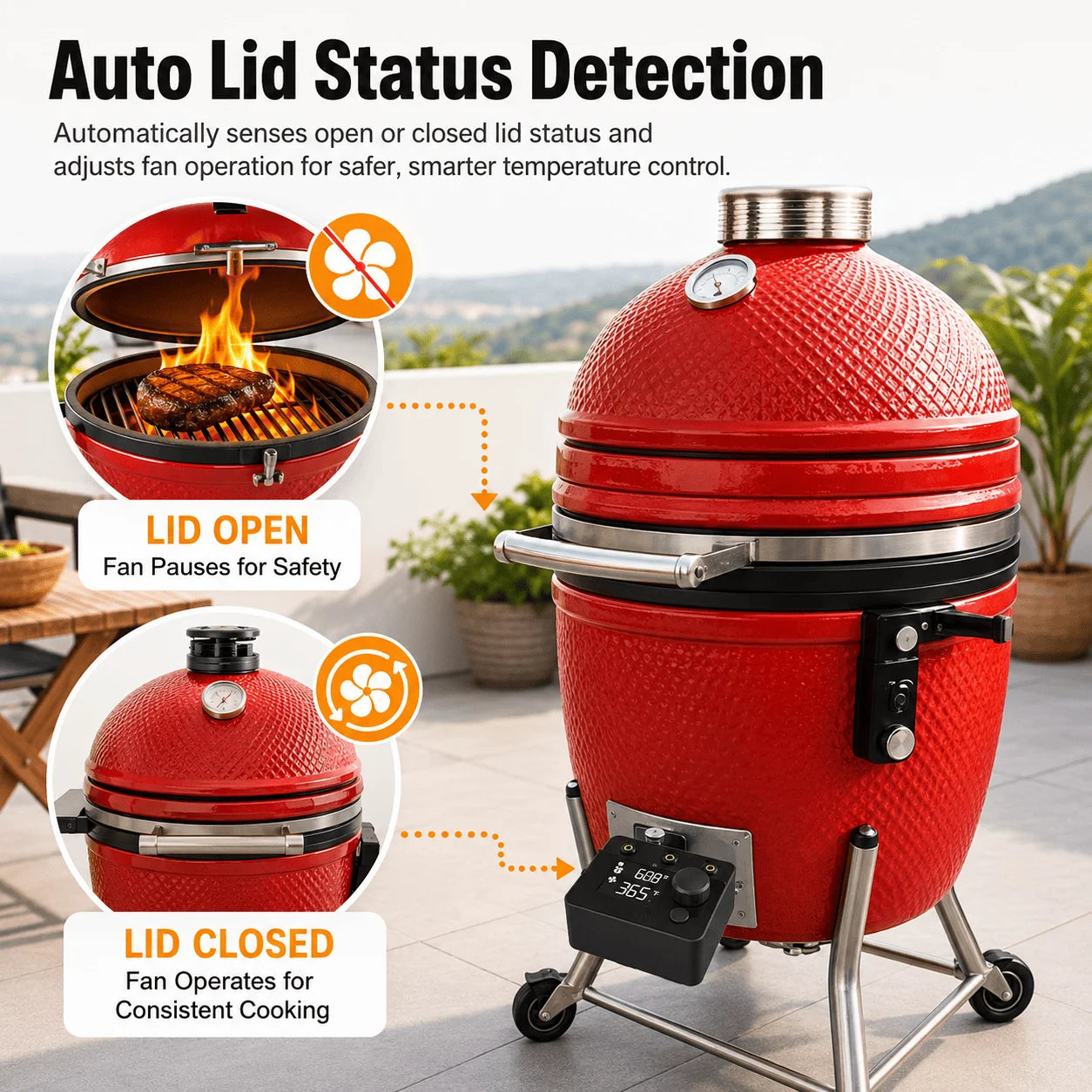 Wireless Bluetooth Meat Thermometer PID BBQ Fan Controller Temperature Control Probe for Smoker Kamado Oven