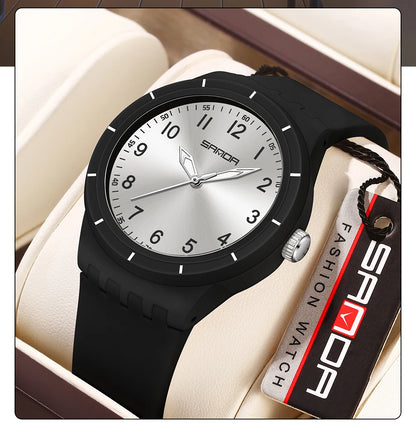 SANDA New Fashion Man Sports Watches Unisex Quartz Watch Simple Waterproof 50M Night Light Men Woman Student Gift Silicone Watch