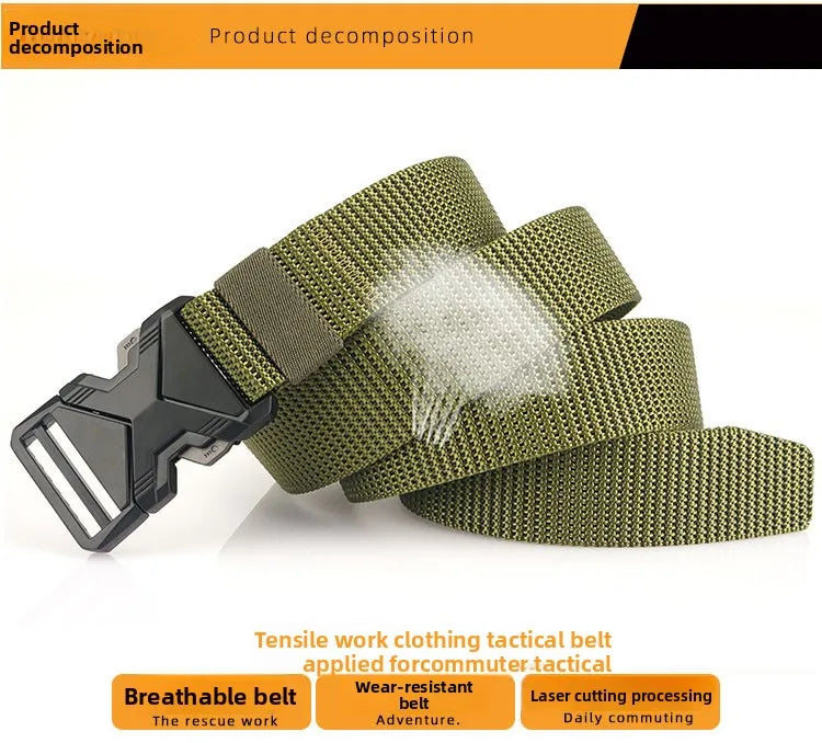 Men's Tactical Belt Nylon Braided Outdoor Training Military Belt Canva Casual Mountainee Trouser Pants Jeans Buckle Waist Belt