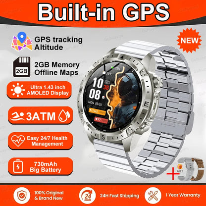 Smart Watch Men GPS Track 30 meters Swim Waterproof  Sports Fitness GPS Precise Positioning Offline Map 2GB Memory Smart Watchs
