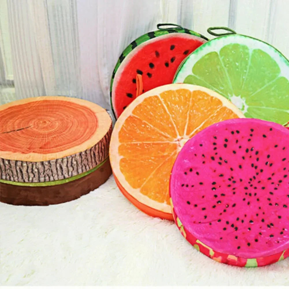 Cartoon Fruits Print Round Bar Chair Cushion Cover Anti-Slip Seat Cushion Slipcover Soft Stool Cushion Covers For Living Dining