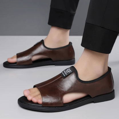 Men's Roman Sandals Summer Comfort Casual Soft Sole Slippers Anti-Slip Breathable Outdoor Slip-On Beach Shoes-HT2025