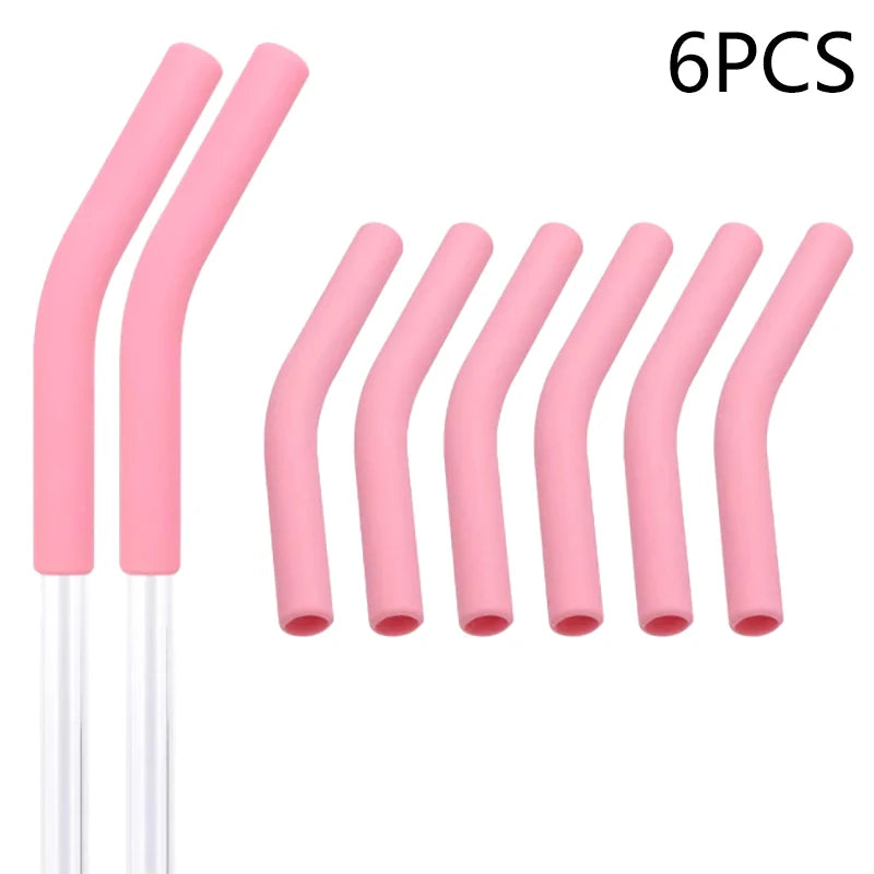 6Pcs/Set Soft Silicone Straw Covers Straws Tips Covers Fit For 9mm Wide Reusable Stainless Steel Straw Nozzles[Q]Q@