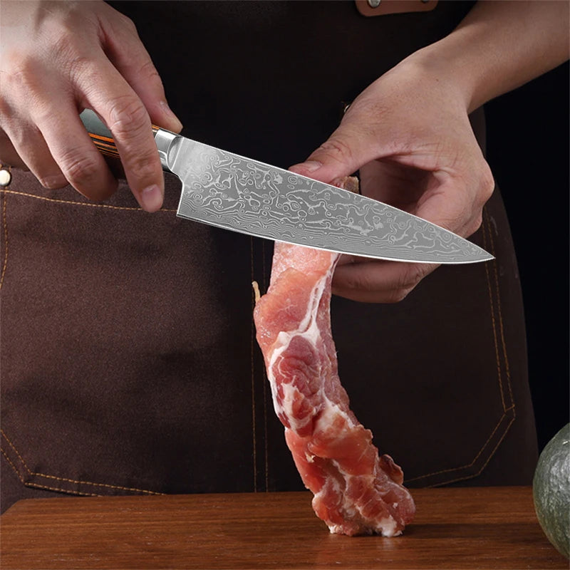 Damascus Steel Kitchen Knife Boning Steak BBQ Meat Cleaver Chef Utility Knife Paring  Kitchen Tools