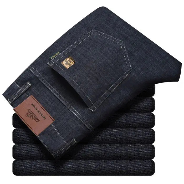 New Thin Denim Jeans Men Straight Leg Stretch Cotton Pants Business Casual Lightweight Denim Trousers Spring Summer Slim Pants