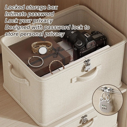 Large Storage Box with Lock Stackable Storage Container Secure with Handle Locking Organizing Bin Washable Shelf Baskets for