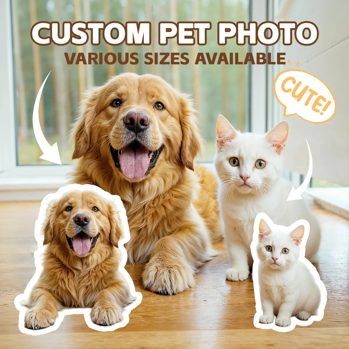 Custom Stickers of Pet Waterproof Personalized Stickers of Photo Cute Custom Logo Labels for Laptop Cup, Birthday Party Deco
