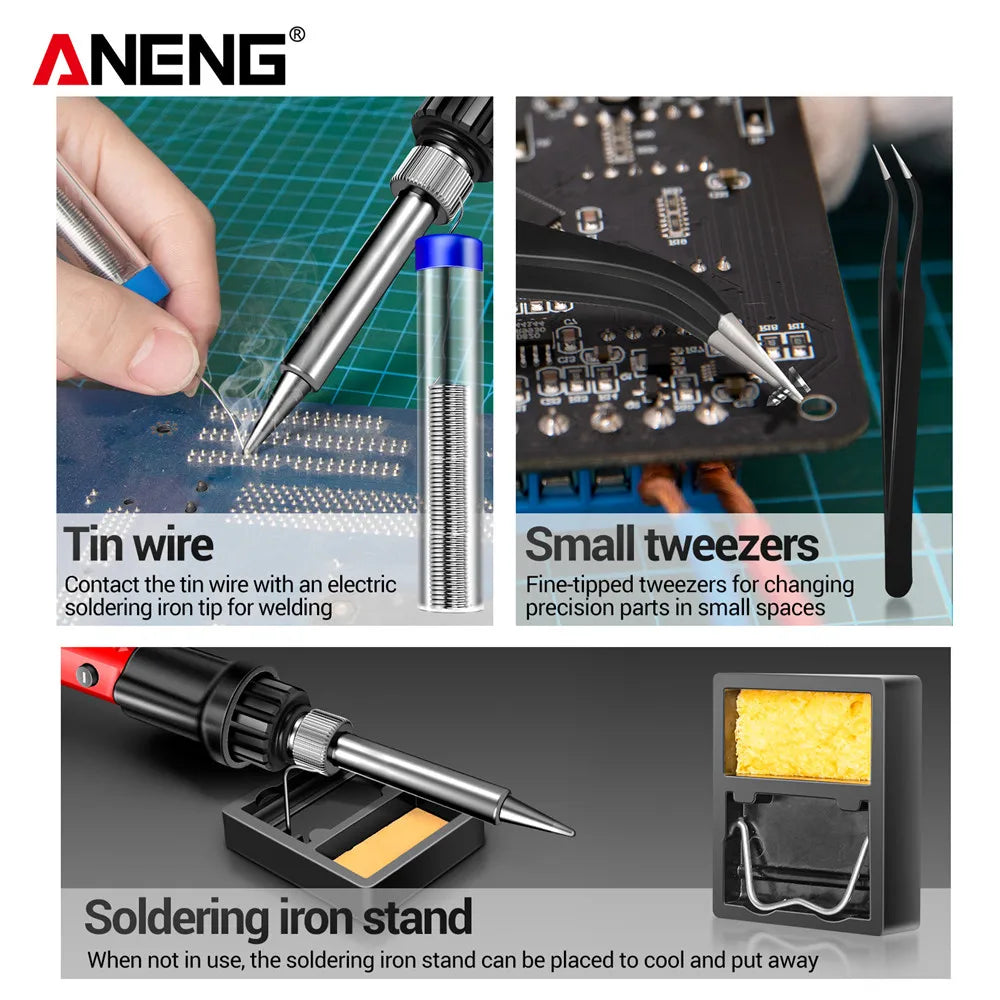ANENG SL105 Electric Soldering Iron 60W Display Adjustable 180°C~520°C Temperature Professional Portable Welding Repair 220V Kit