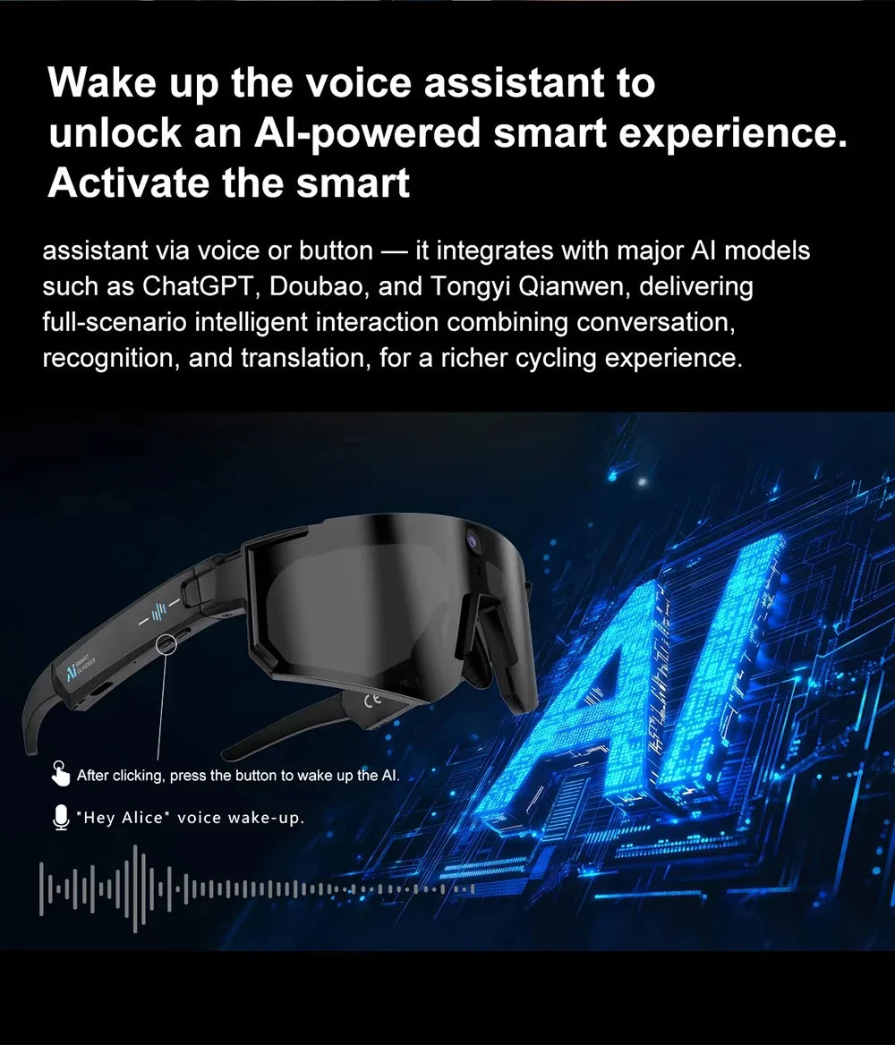 Lenovo 1600w AI Smart Camera Glasses Anti-shake 1080P Video Photo Cycling Sport ChatGPT Sunglasses DualMic 32GB Windproof Goggle
