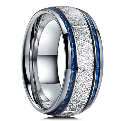 Fashion 8mm Rose Gold Color Stainless Steel Guitar String Rings for Men Koa Wood Inlay Ring Whiskey Barrel Mens Wedding Band