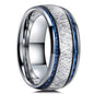 Fashion 8mm Rose Gold Color Stainless Steel Guitar String Rings for Men Koa Wood Inlay Ring Whiskey Barrel Mens Wedding Band