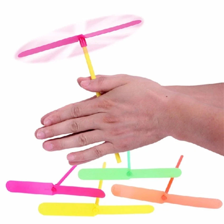 1-20pcs Plastic Bamboo Dragonfly Shape Hand Push Flying Propeller Outdoor Sports Game Kids Toy Gift Rotating Flying Arrow Games