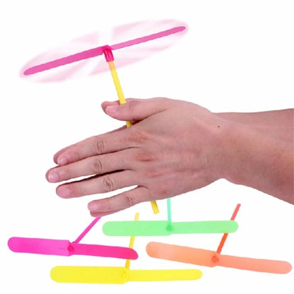 1-20pcs Plastic Bamboo Dragonfly Shape Hand Push Flying Propeller Outdoor Sports Game Kids Toy Gift Rotating Flying Arrow Games