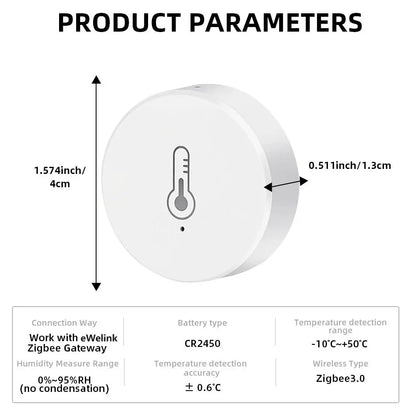EWelink ZigBee Temperature Humidity Sensor Battery Powered Ewelink APP Control Home Environment Monitor works with Alexa/Google
