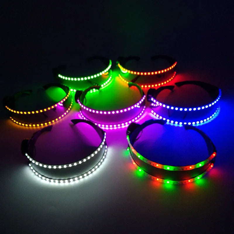 Cyberpunk LED Light Up Glasses Futuristic Luminous Unisex Eyewear Cool Glowing Glasses For Cosplay Bar Rave Club Halloween Party
