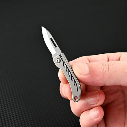 Titanium alloy folding mini knife, portable hanging keychain, unboxing, express delivery knife, household all-in-one knife