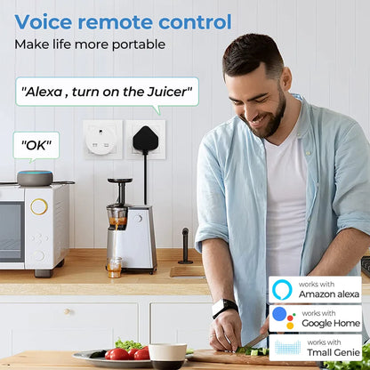 20A 16A UK Plug TUYA WIFI Smart Socket With Power Monitor Voice Control Timing Home Power Socket Works with Alexa Google Home