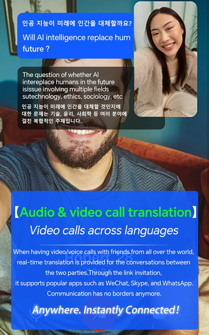 A50 AI Real Time Translation Earbuds 164 Languages Bluetooth 6.0 Wireless Smart Touch Control Clear Call Headphones