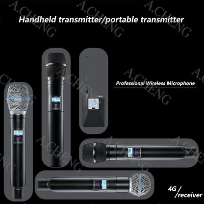 A.CHENG AD4G ksm11 Wireless Microphone System, High Quality Equipment, UHF, Professional, For Stage Performances, Long Distance
