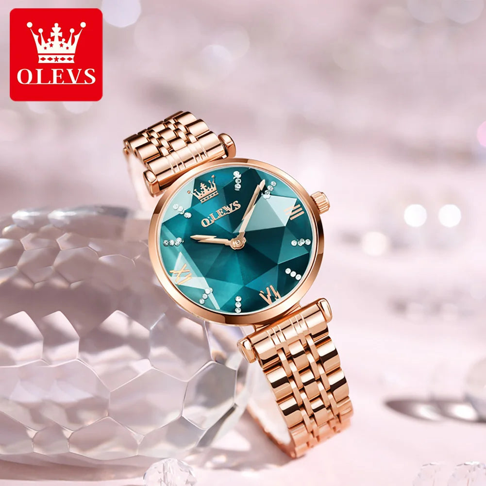 OLEVS 6642 Women Watch Fashion Original Elegant Stainless Steel Rose Gold Diamond Waterproof Watch Brand Luxury Women Watch