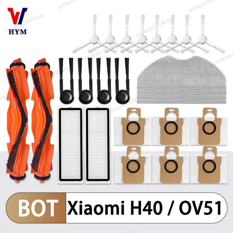 For Xiaomi Robot Vacuum H40 / OV51 Accessories Main Side Brush Mop Cloth HEPA Filter Dust Bag Replacement Spare Parts