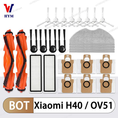 For Xiaomi Robot Vacuum H40 / OV51 Accessories Main Side Brush Mop Cloth HEPA Filter Dust Bag Replacement Spare Parts