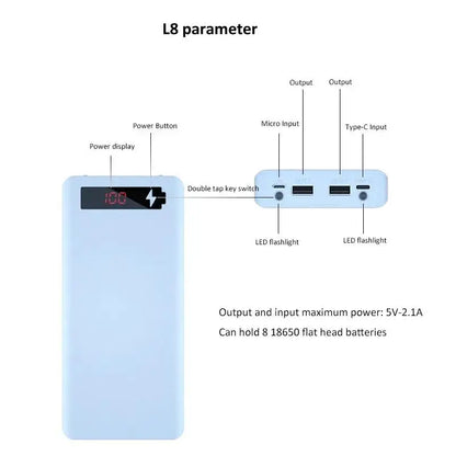 DIY Power Bank 10 slots 18650 Battery Holder Battery Box Micro Type C Dual USB Ports Mobile Phone Charger 18650 Power Bank Case
