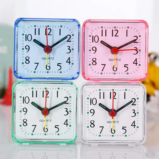 Table Clock Square Alarm Clock Small Alarm Electronic Bed Compact Travel Clock Quartz For Child Students Desk Alarm