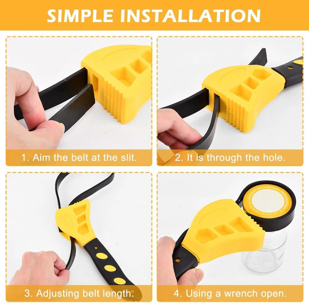 6inch Belt Wrench Oil Filter Puller Strap Spanner Chain Wrench Strap Opener, Adjustable Disassembly Tool Opener Tool