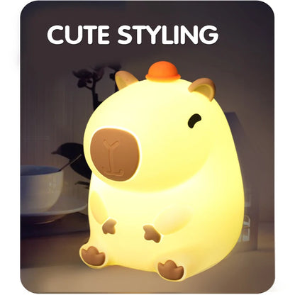 Cute Capybara Night Light Children's Silicone Nightlight Gift USB Rechargeable Animal Touch Bedside Sleep Lamp Decoration