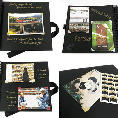 ZK20 80 Sides Black Memory Books DIY Craft Photo Albums Scrapbook Cover Kraft Album For Wedding Anniversary Gifts Memory Books