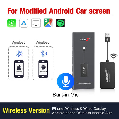 CarlinKit USB Wired/Wireless CarPlay Adapter Wireless Android Auto AI Box Mirrorlink Bluetooth Auto Connect For Android Car Radio For Youtube Netflix Google Map Android Aftermarket Car Screen