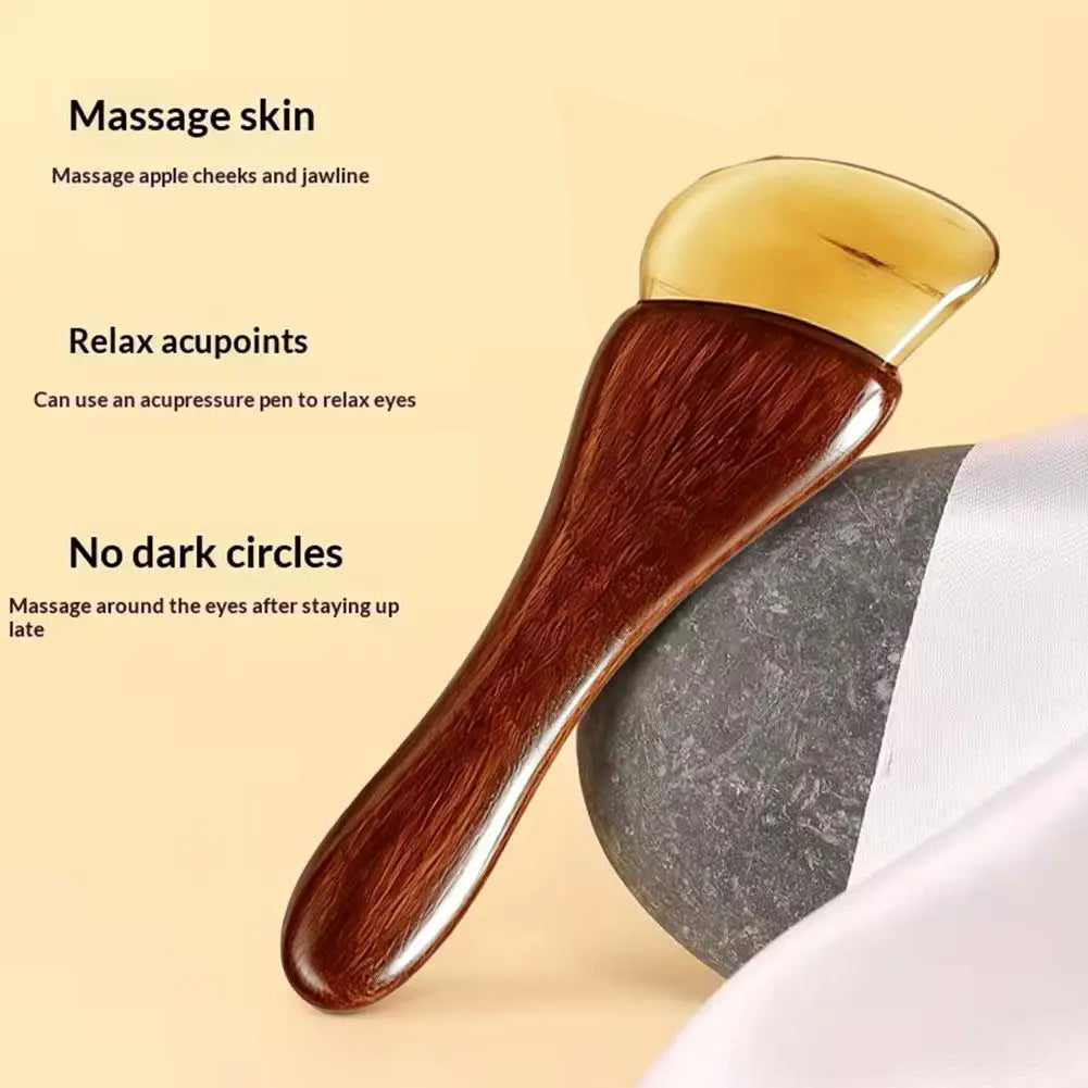 Natural Facial Beauty Massager Lotus Seedpod Brass Bead Rosewood Gua Sha Tool Non-Irritating for Gentle Face Lifting Massage