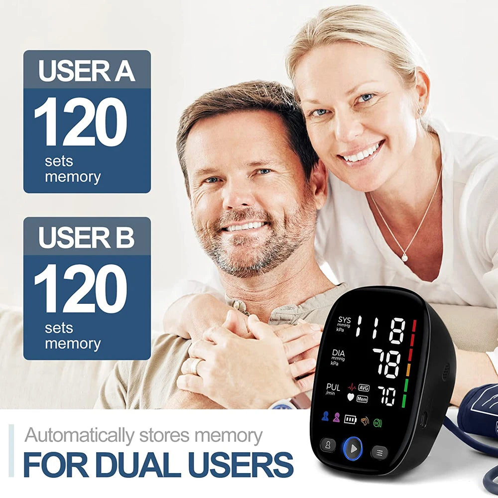 Digital Blood Pressure Monitor Upper Arm Automatic BP Cuff Machine Tonometer LED Sphygmomanometer for Home Use Health Care