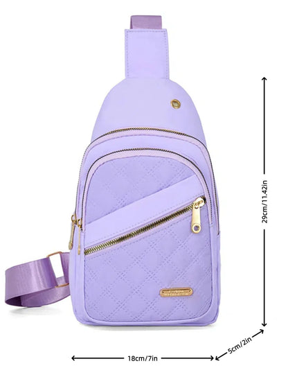 Leisure Quilted Crossbody Bag for Women Chest Bag with Earphone Hole Outdoor Hiking Sling Bag Suitable for Daily Use, Travel
