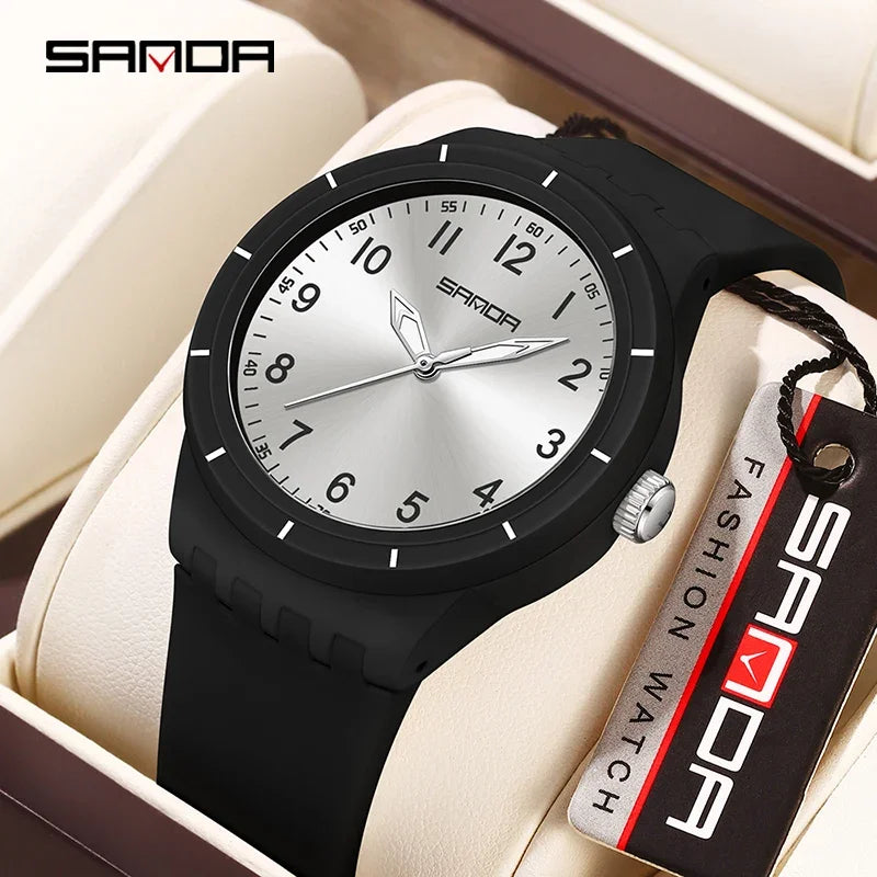 SANDA New Fashion Man Sports Watches Unisex Quartz Watch Simple Waterproof 50M Night Light Men Woman Student Gift Silicone Watch