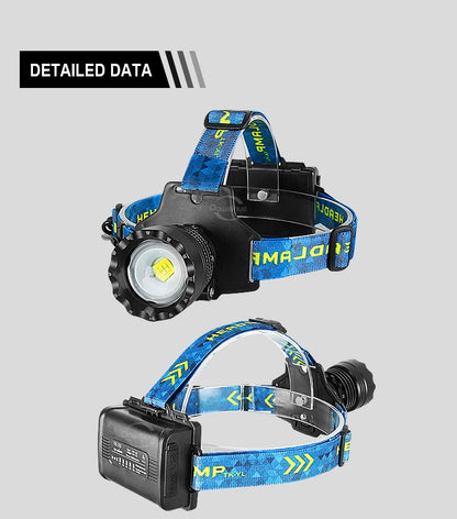 2000W Most Powerful LED Headlamp Super Bright Waterproof Head Flashlight Long Range 6000M Tactical Head Torch Fishing Headlight