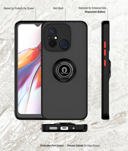 Funda For Xiaomi Redmi 12C 4G Case Armor Magnetic Holder Ring Bracket Case For Redmy 12C 12 C Redmi12C Matte Hard PC Back Cover