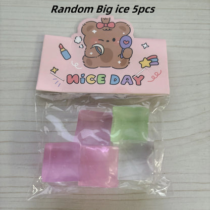 Fidget Toy Mini Squishy Toys Mochi Ice Block Stress Ball Toy Kawaii Transparent Cube Cat Paw Fish Stress Relief Squeeze Toy