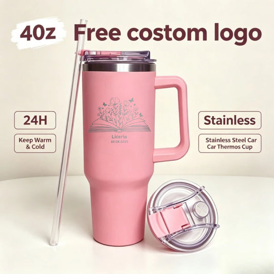 Custom Water Bottle Outdoor Thermos Portable 304 Stainless Steel Coffee Thermal Mug with Straw Tumbler Vacuum Flasks Cold & Hot