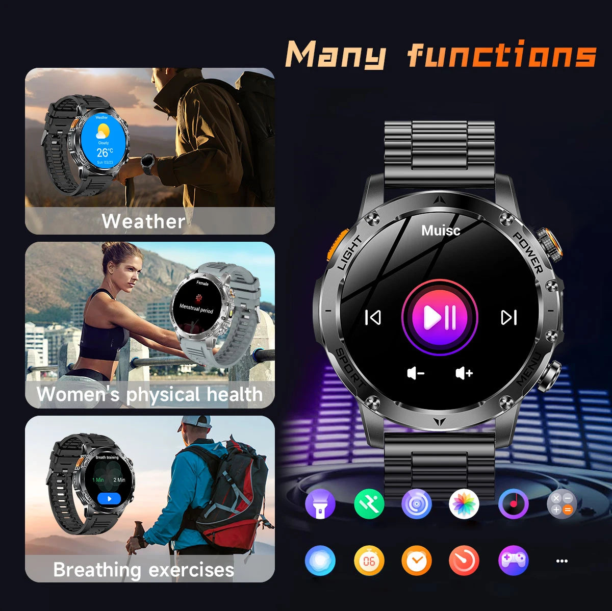 LIGE 2026 New Ultra Military Grade 1000mAh Battery Smart Watch For Men IP68 Waterproof Sports Fitness Bluetooth Call Smartwatch