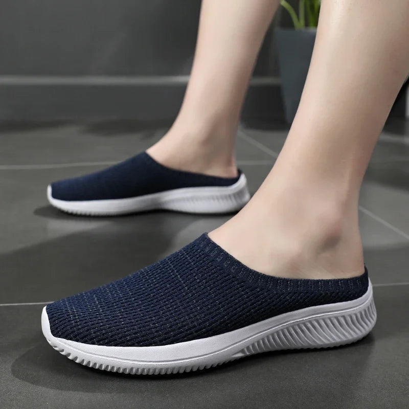 Summer Men Casual Shoes Mesh Loafers Breathable Half Slippers Outdoor Indoor Women Comfortable Fashion Couple Walking Sneakers